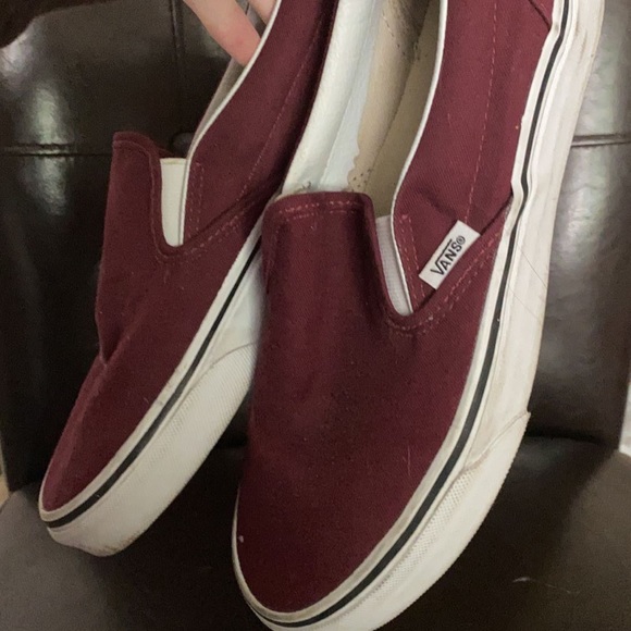 maroon slip on vans